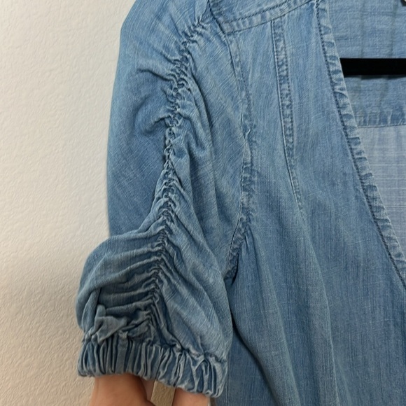 Madewell Denim Shirred-Sleeve Wrap Dress Elsworth Size XXS - Picture 5 of 6